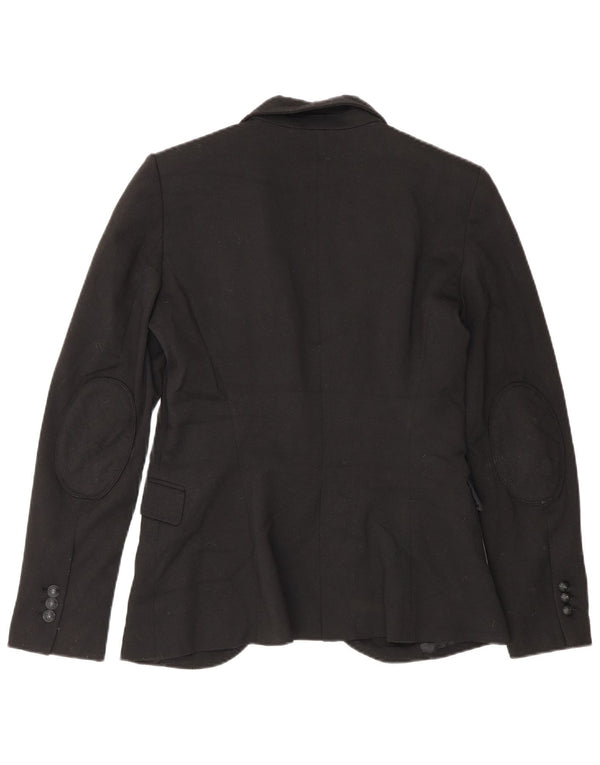 Zara Mujer Chaqueta Blazer De 1 Botón UK 42 Mediano Poliéster Negro