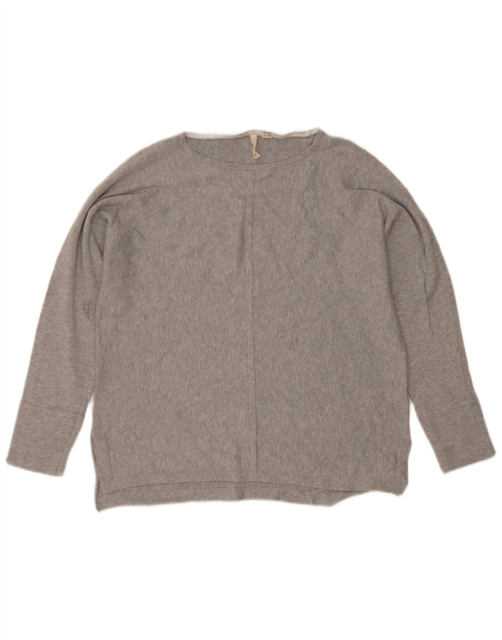 White Stuff Suéter tipo jersey con cuello barco para mujer, talla 40, talla grande, color gris moteado