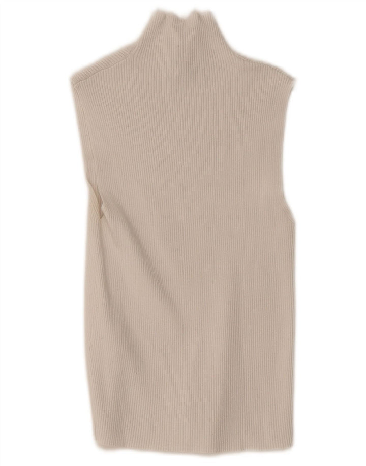 Zara Mujer Chaleco Top UK 8 Small Viscosa Blanca