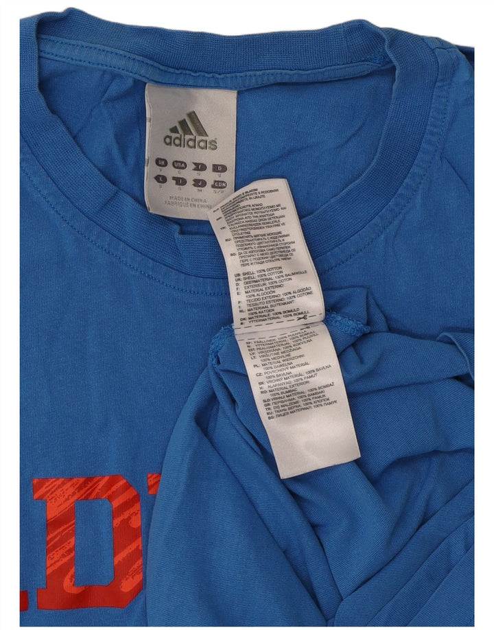 Adidas - Camiseta gráfica para hombre, talla pequeña, algodón azul