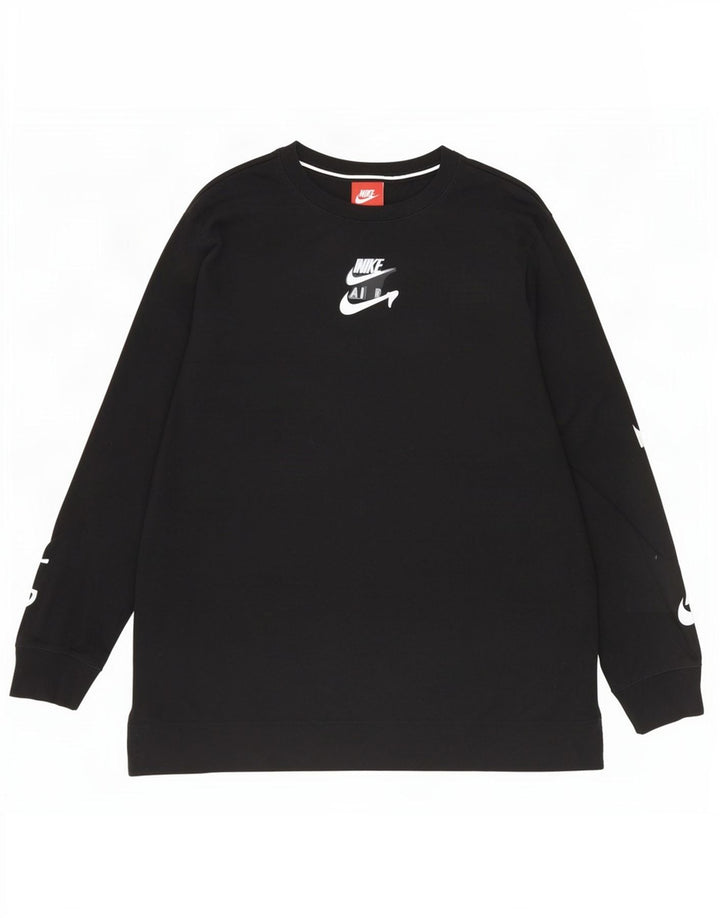 Nike Camiseta gráfica de manga larga para hombre, talla grande, color negro