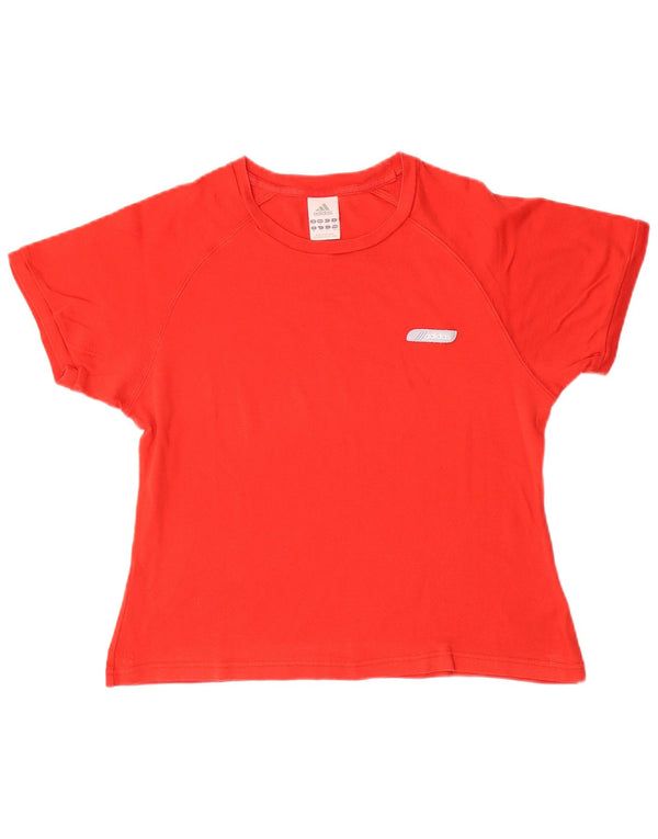 ADIDAS Camiseta corta para mujer UK 14 Mediano Rojo Algodón