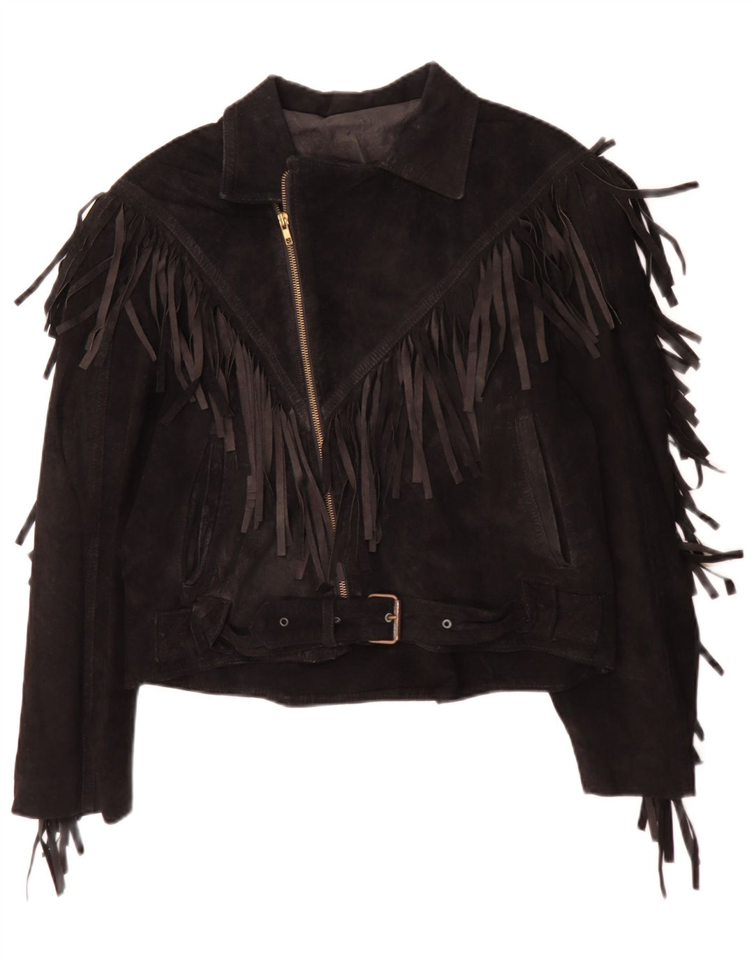 Chaqueta de ante vintage para mujer IT 50 XL Vaquero de cuero negro