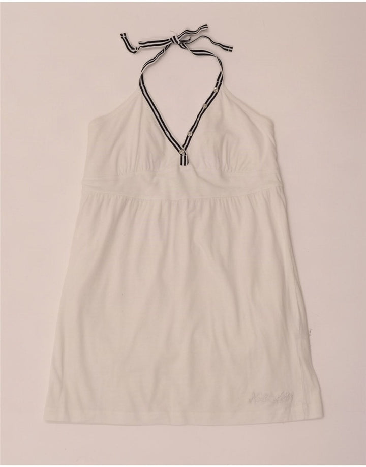 North Sails Top corto con cuello halter para mujer UK 44 Grande Algodón blanco