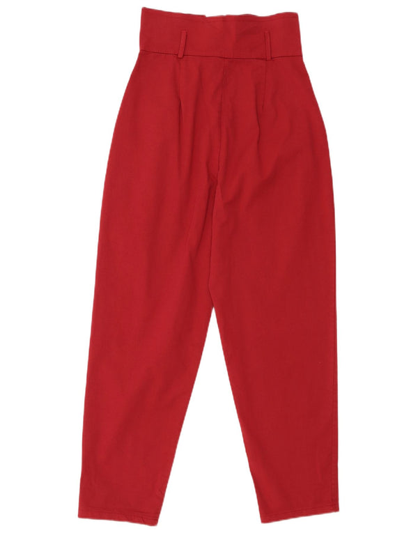 Vintage mujer cintura alta cónico pantalones casuales pequeños W26 L25 Borgoña