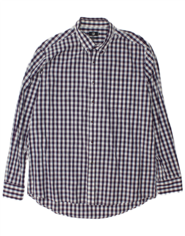 Dack's Camisa de corte regular para hombre, talla 2XL, algodón a cuadros azul marino