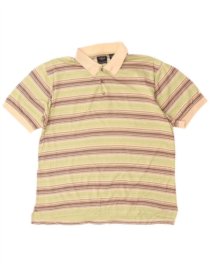 IZOD Polo para hombre de algodón a rayas grises grandes