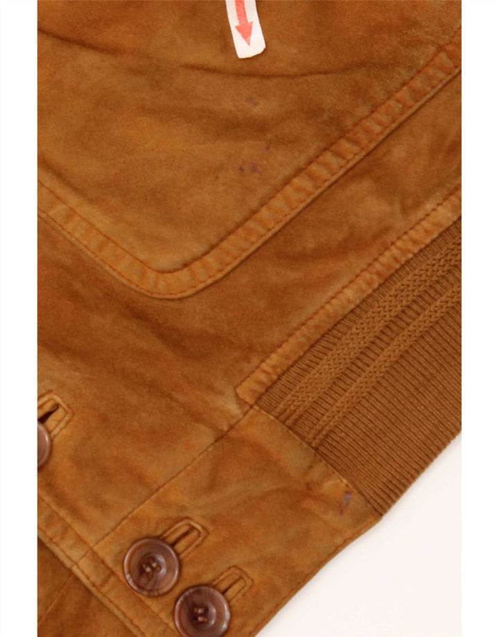 Vintage mujer ante bomber chaqueta Reino Unido 18 XL marrón