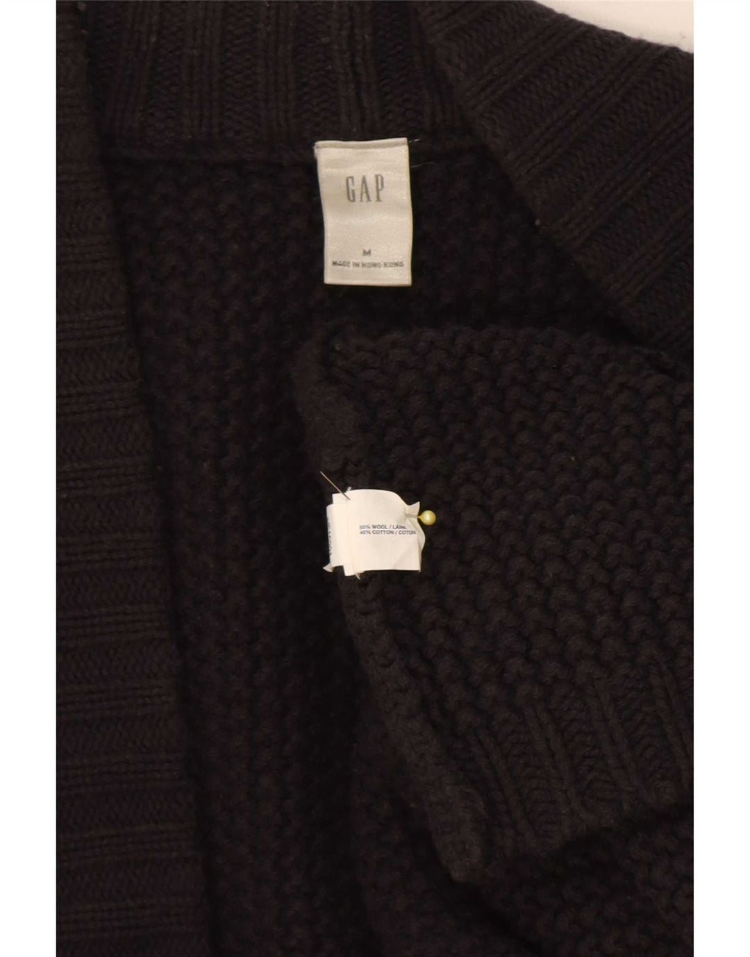 Gap Suéter Cárdigan Abierto Extragrande Largo para Mujer UK 40 Lana Negra Mediana