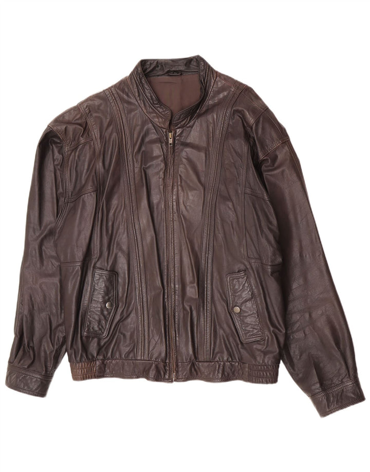 Trapper Chaqueta de cuero para hombre IT 54 2XL Cuero marrón