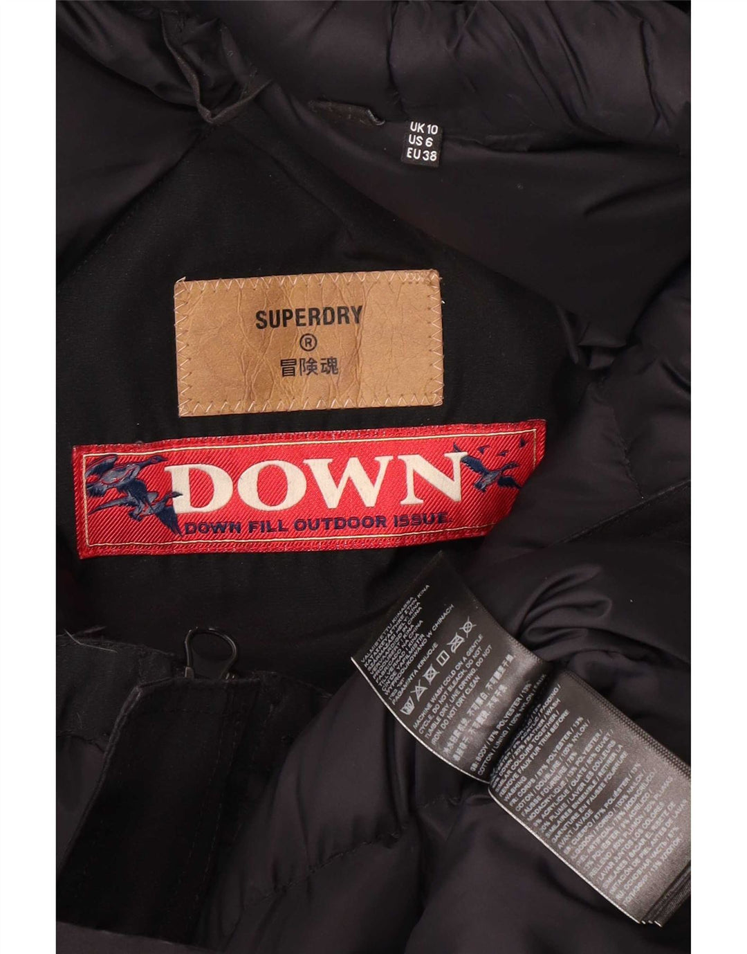 Superdry Parka con capucha para mujer, talla 40, poliéster negro pequeño
