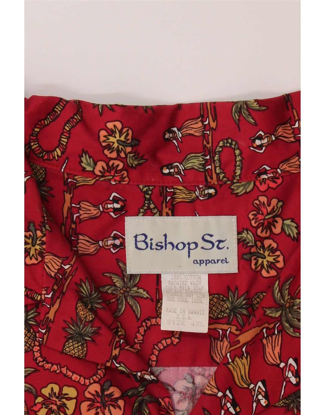 Bishop St. Apparel Camisa de manga corta para hombre 4XL Algodón floral rojo