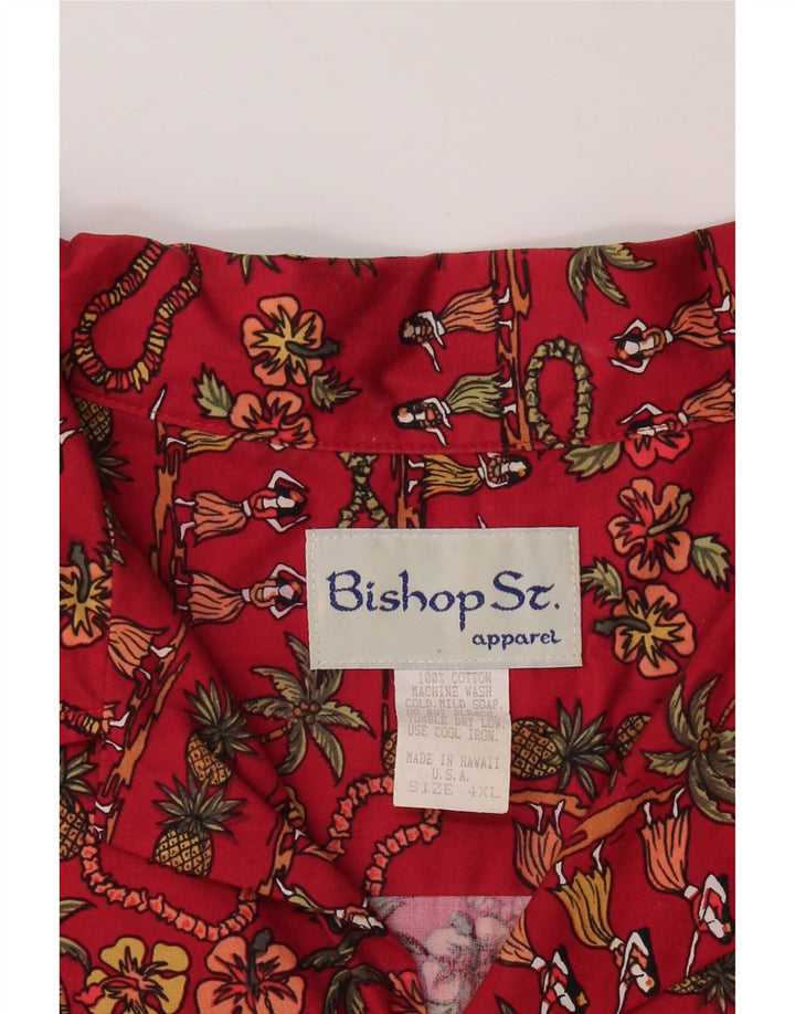 Bishop St. Apparel Camisa de manga corta para hombre 4XL Algodón floral rojo