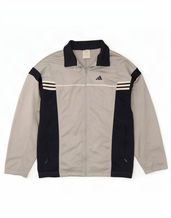 Adidas Hombre Chaqueta De Chándal Con Estampado Gráfico Poliéster Color Block Gris Medio