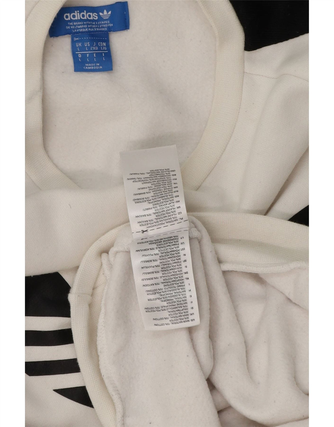 Adidas Hombre Sudadera Gráfica Jersey Grande Blanco Colorblock Algodón