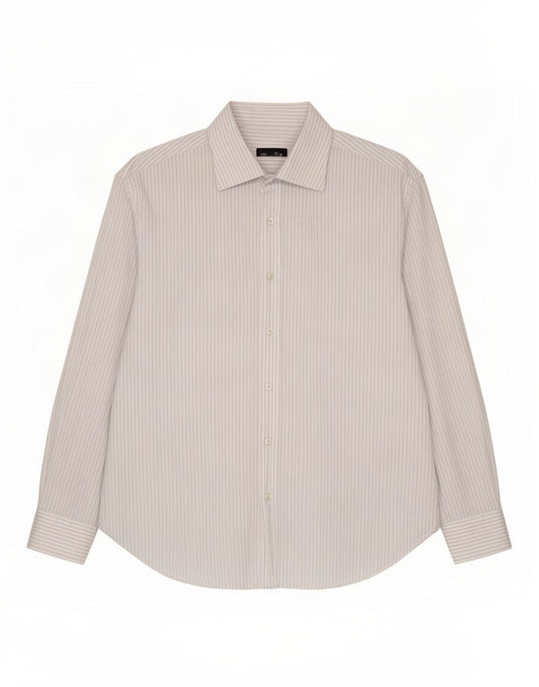 Camisa Massimo Dutti Hombre Talla 44 17 1/2 XL Blanca Raya diplomática