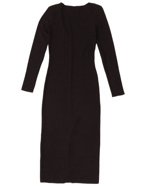 Zara Vestido maxi de manga larga para mujer, talla 40, talla M, color negro