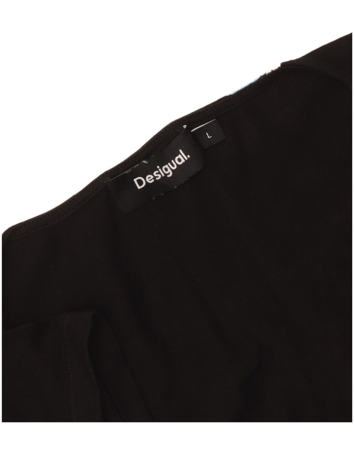 Desigual Vestido Gráfico A-Line para Mujer UK 44 Grande Negro