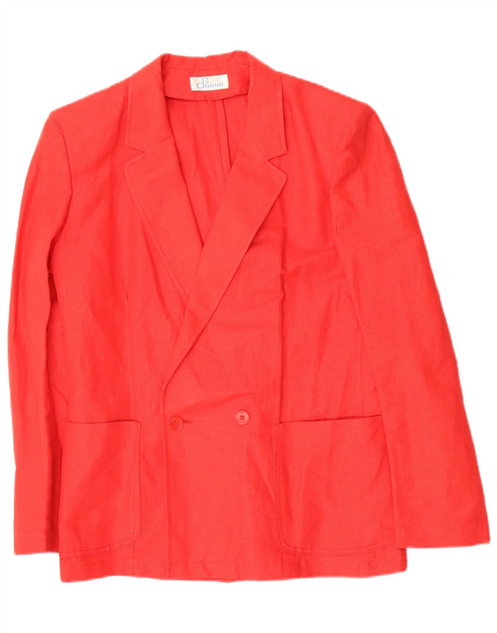 Vintage mujer doble pecho Blazer chaqueta IT 46 lino rojo grande