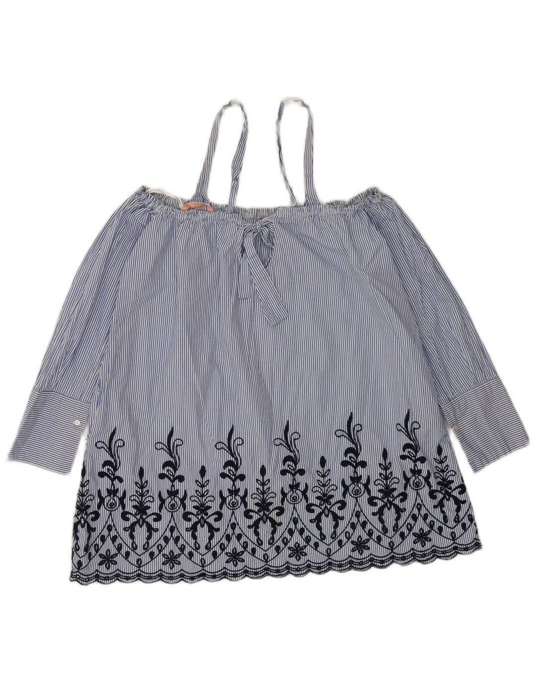 Zara Blusa extragrande con hombros descubiertos para mujer UK 44 Azul medio a rayas