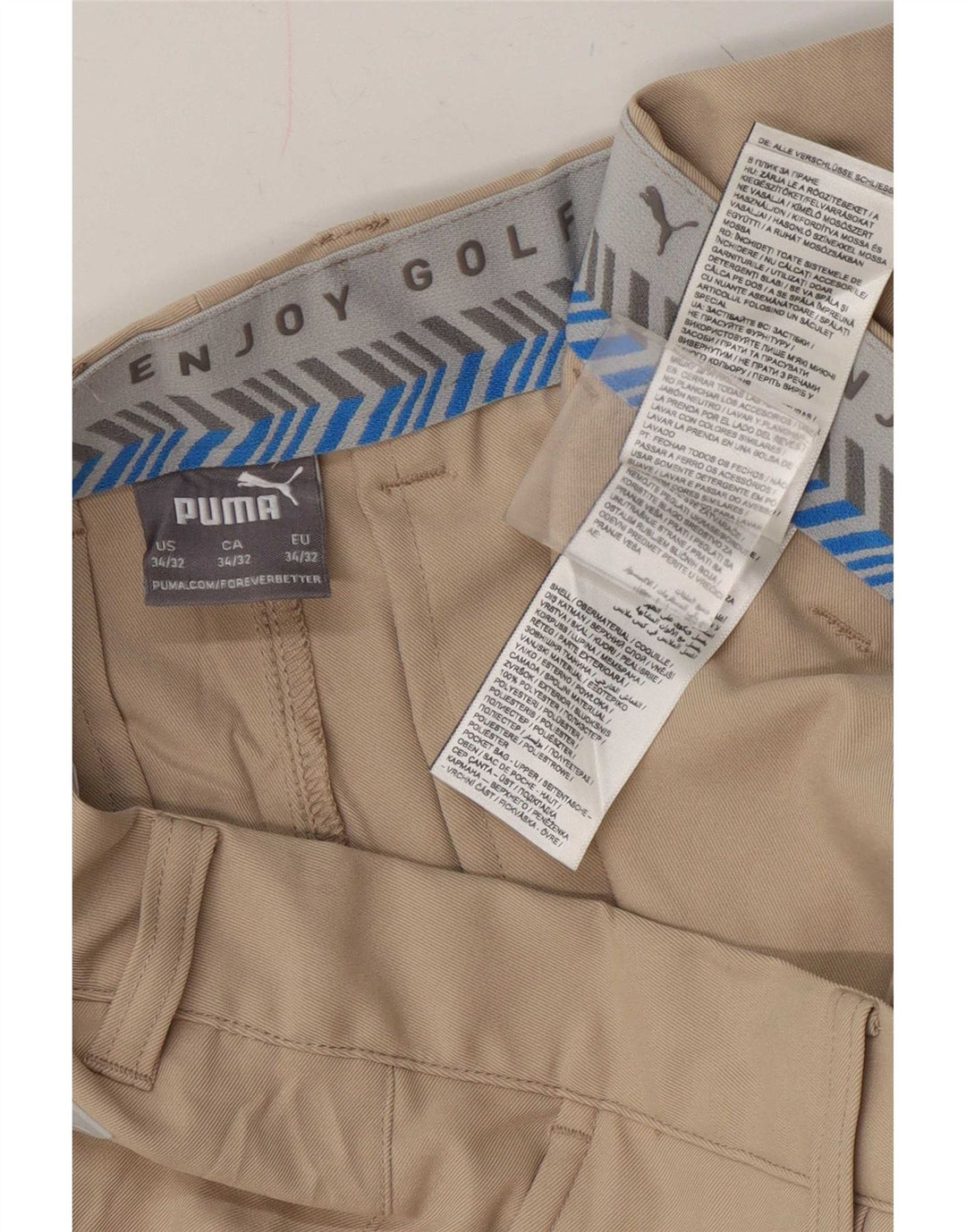 Puma Pantalones chinos ajustados para hombre W34 L32 Poliéster beige