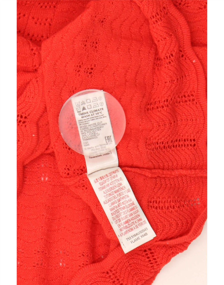 Marks & Spencer Jersey con cuello en V para mujer UK 44 Poliéster rojo mediano