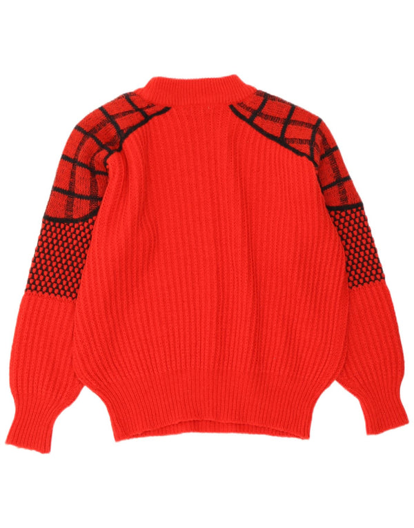 Vintage mujer tortuga cuello jumper suéter Reino Unido 16 grande rojo comprobar acrílico