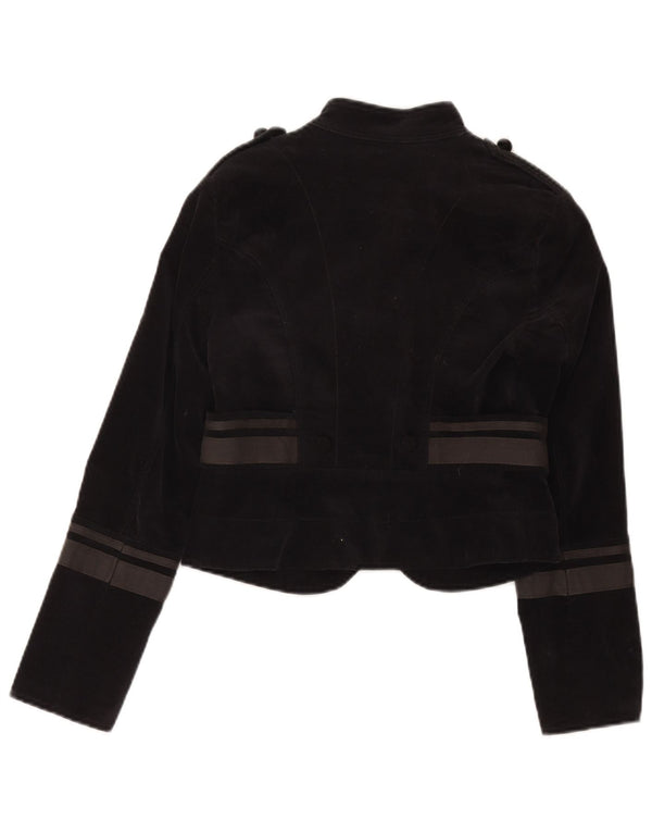 Zara Mujer Bolero Chaqueta UK 8 Small Negro Colorblock Algodón