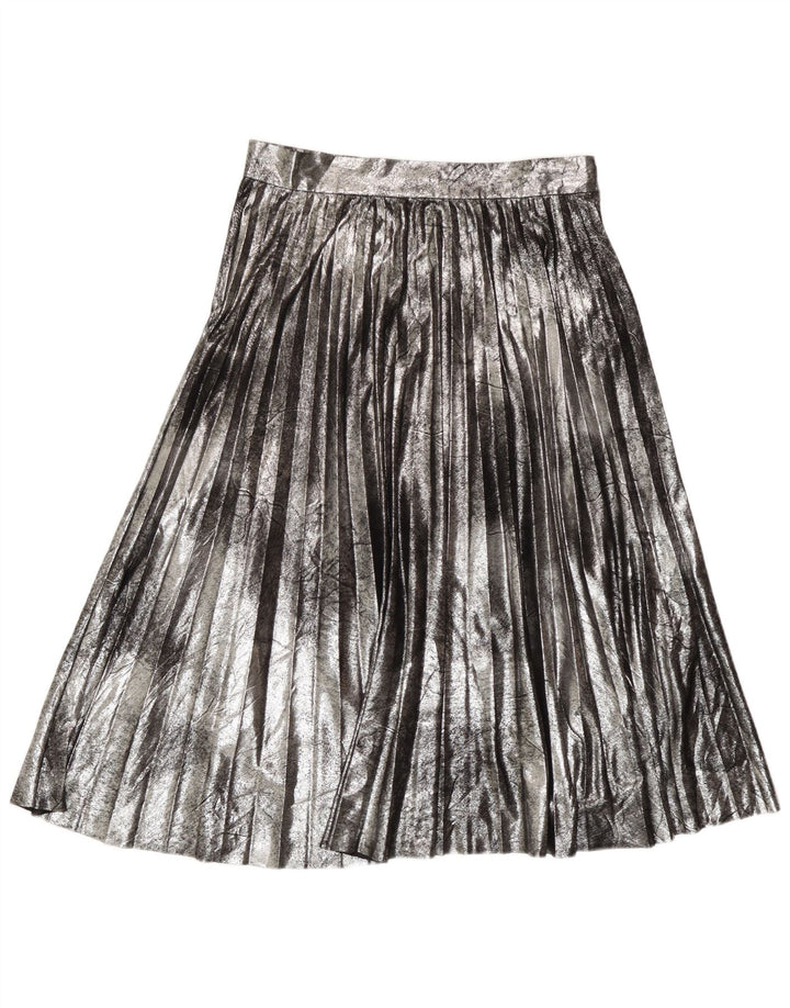 Zara Mujer Falda Plisada Knife Mediana W28 Plata