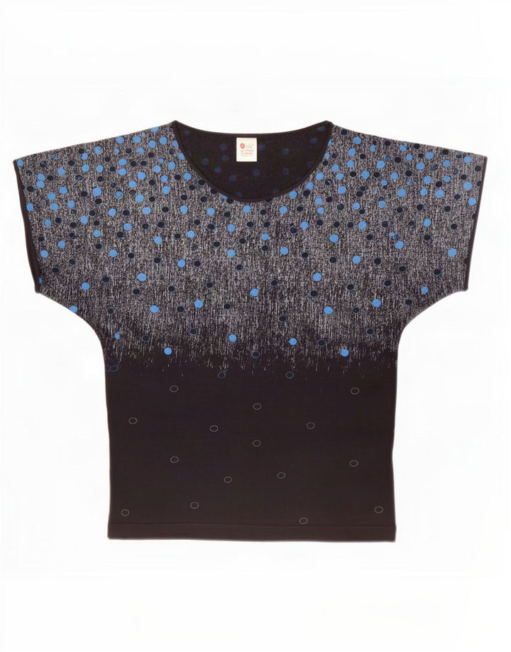 Blusa vintage para mujer Top IT 42 Algodón manchado negro medio