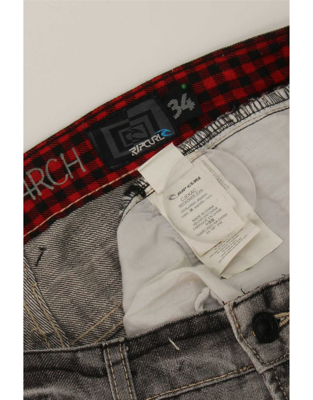 Rip Curl Jeans rectos para hombre W34 L33 Algodón gris