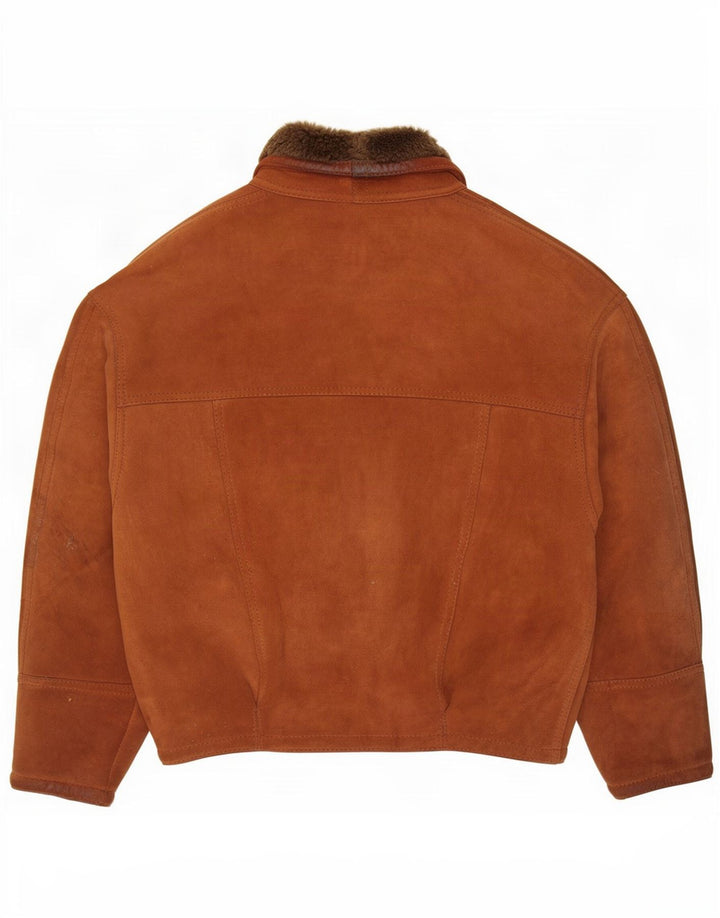 Vintage hombres shearling chaqueta IT 46 pequeño marrón