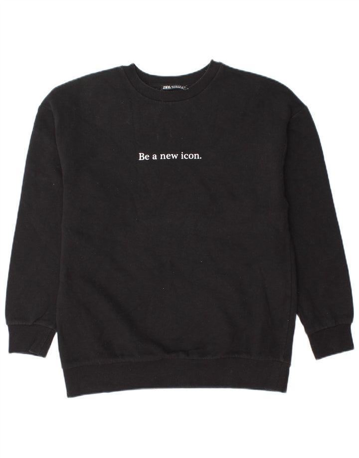 Zara Hombre Sudadera Estampada Jumper Small Algodón Negro