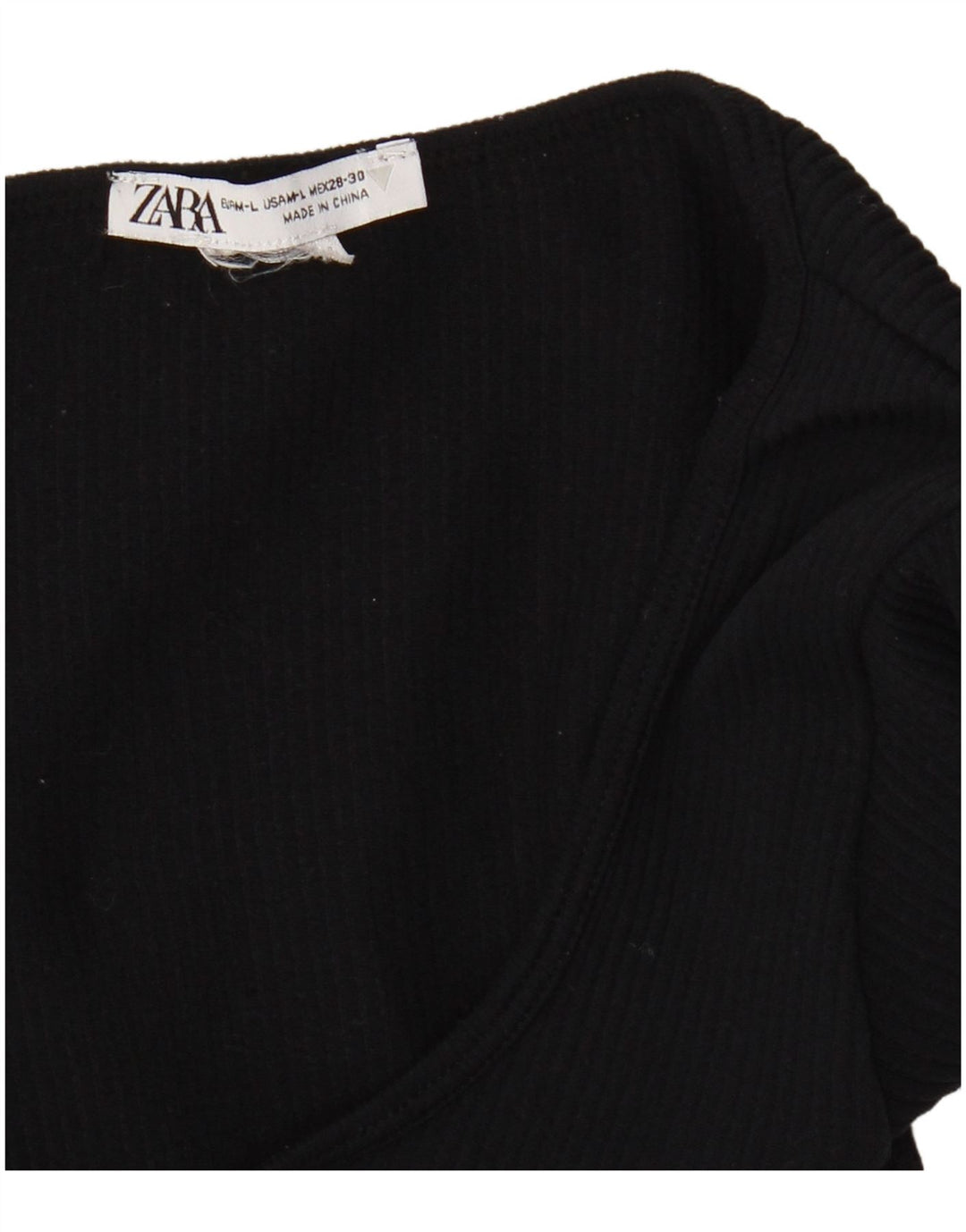 Zara Top corto de manga larga para mujer UK 46 Large Azul marino