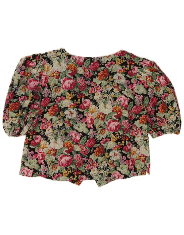 Meico Blusa corta de manga corta para mujer UK 40 XL Multicolor Floral