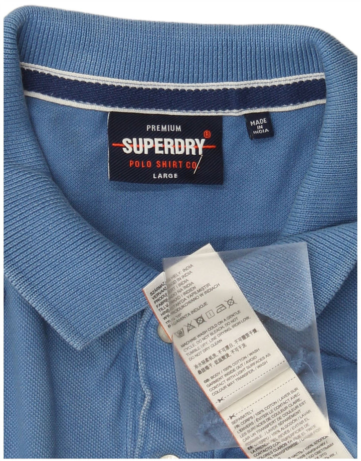 Superdry Polo para hombre de algodón azul grande