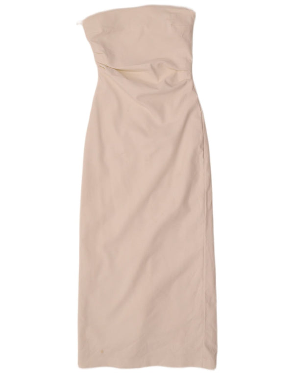 Zara Vestido Sin Tirantes Para Mujer UK 8 Small Poliéster Blanco