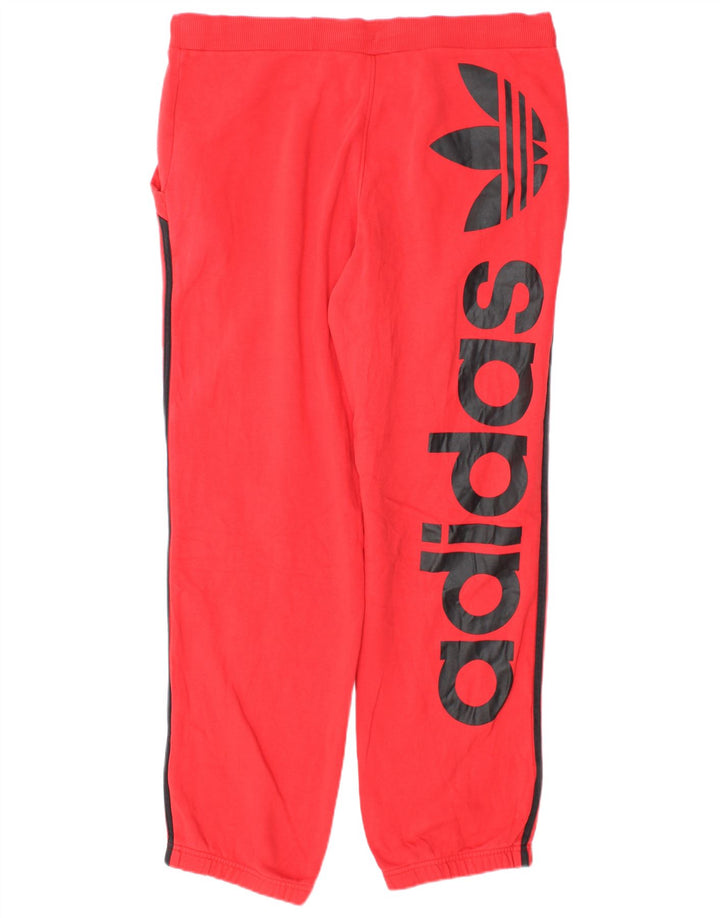 Adidas Hombre Pantalones De Chándal Gráfico Joggers Algodón Rojo Medio