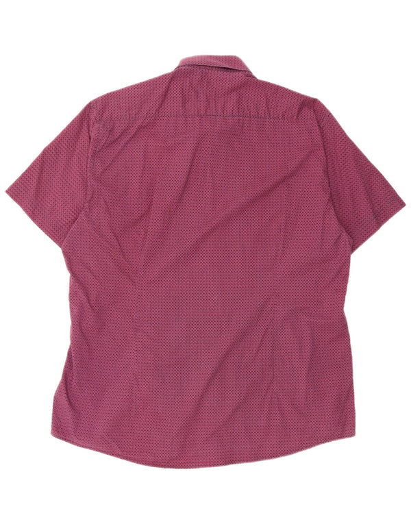 Barbour Mujer Camisa De Manga Corta Entallada XL Algodón Floral Burdeos
