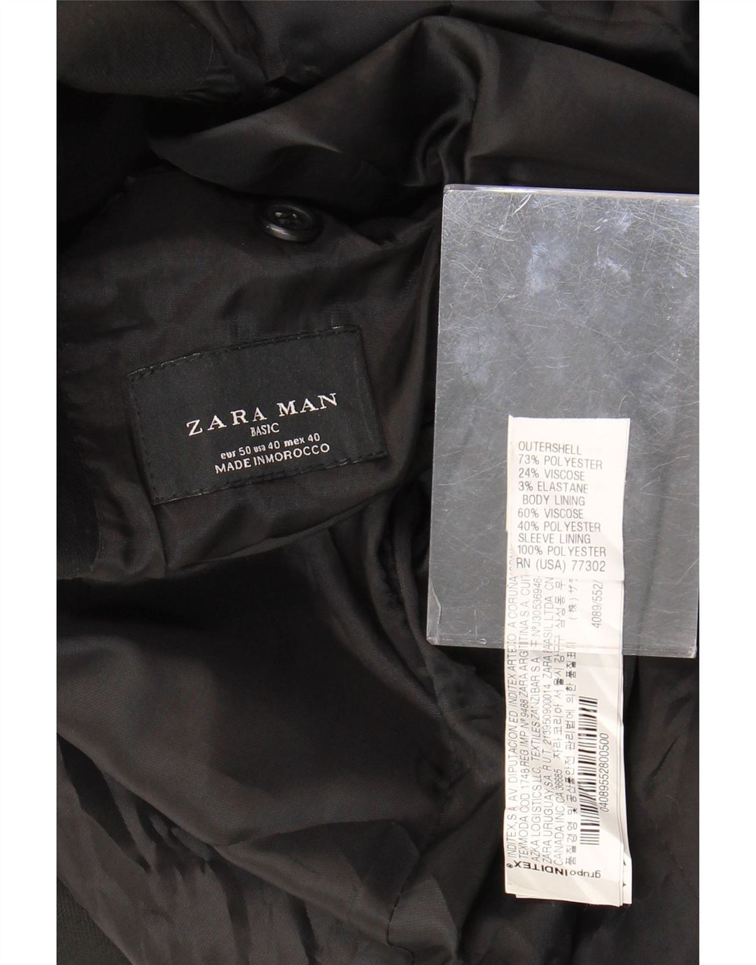 ZARA Chaqueta tipo blazer de 2 botones para hombre EU 50 Mediano Negro Poliéster