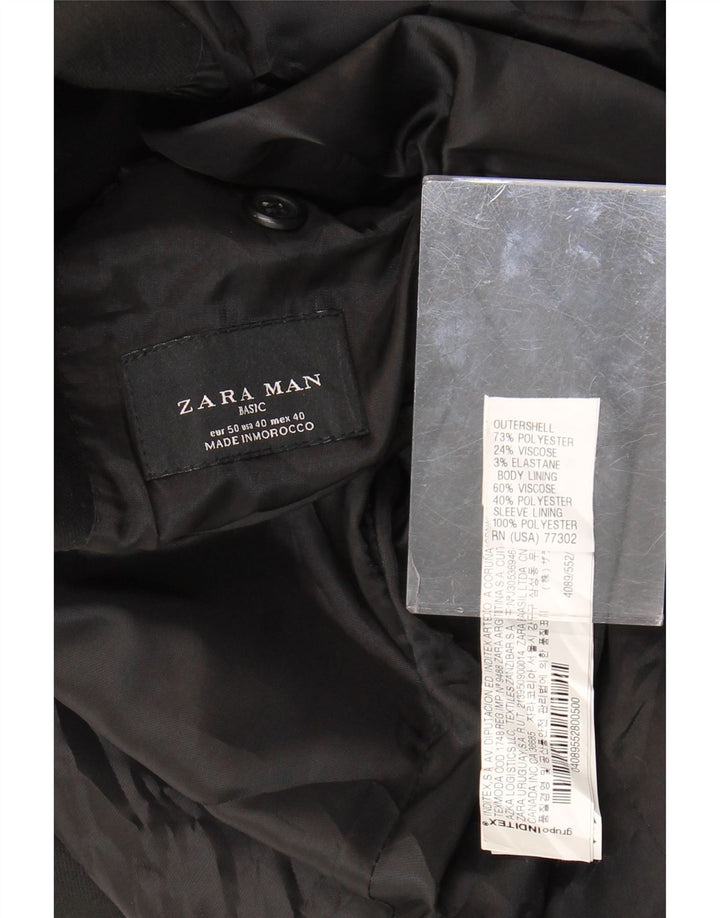 ZARA Chaqueta tipo blazer de 2 botones para hombre EU 50 Mediano Negro Poliéster