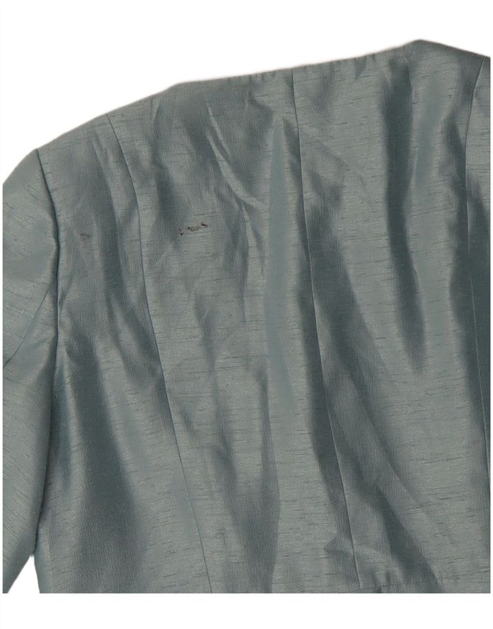 Jacques Vert Chaqueta corta de manga 3/4 para mujer UK 46 Viscosa azul grande