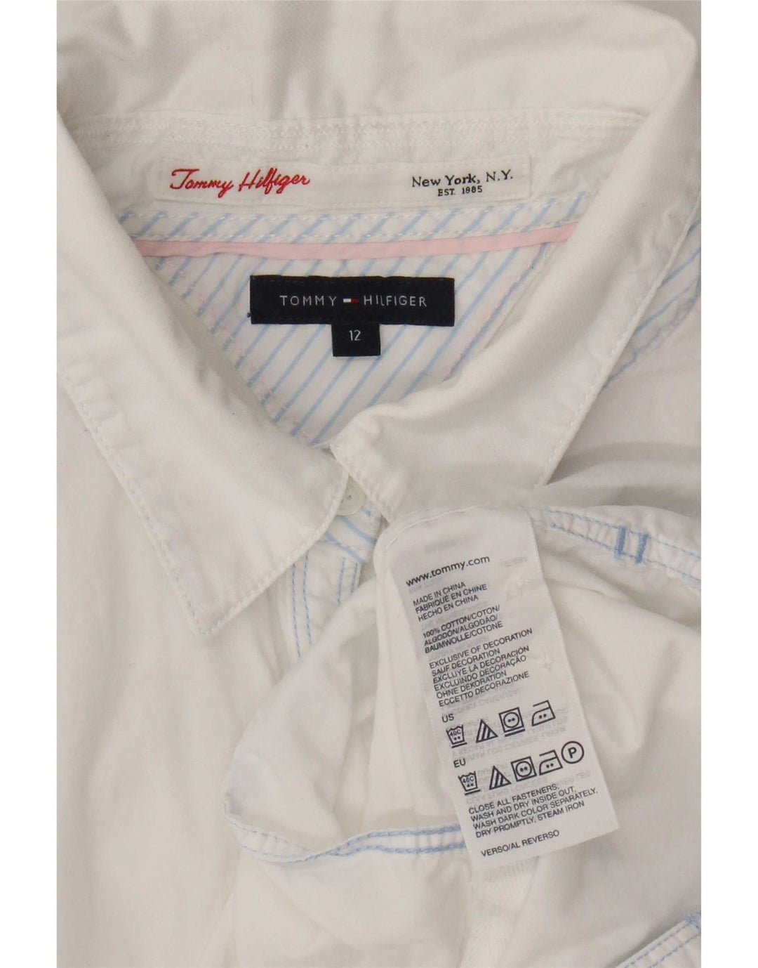 Tommy Hilfiger Camisa para mujer US 12 Grande Algodón blanco