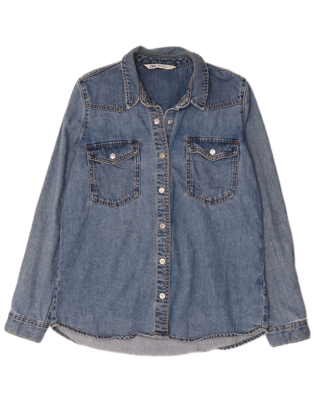Zara Camisa Vaquera Mujer UK 44 Algodón Azul Medio