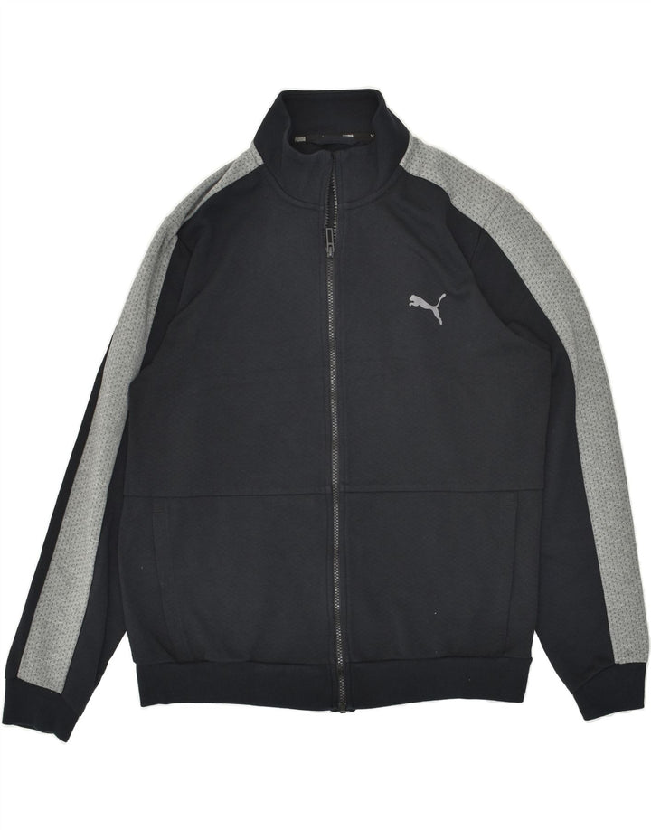 PUMA Chaqueta superior de chándal con gráfico para hombre, talla grande, de algodón negro con bloques de color