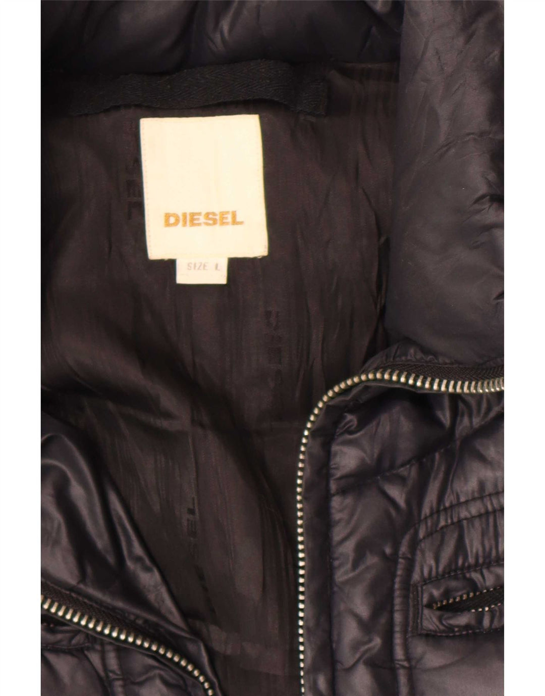 Diesel Chaqueta Acolchada Con Capucha Para Mujer UK 46 Grande Negro