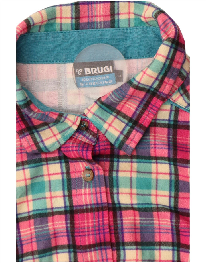 BRUGI Camisa de franela para mujer UK 44 Large Pink Check