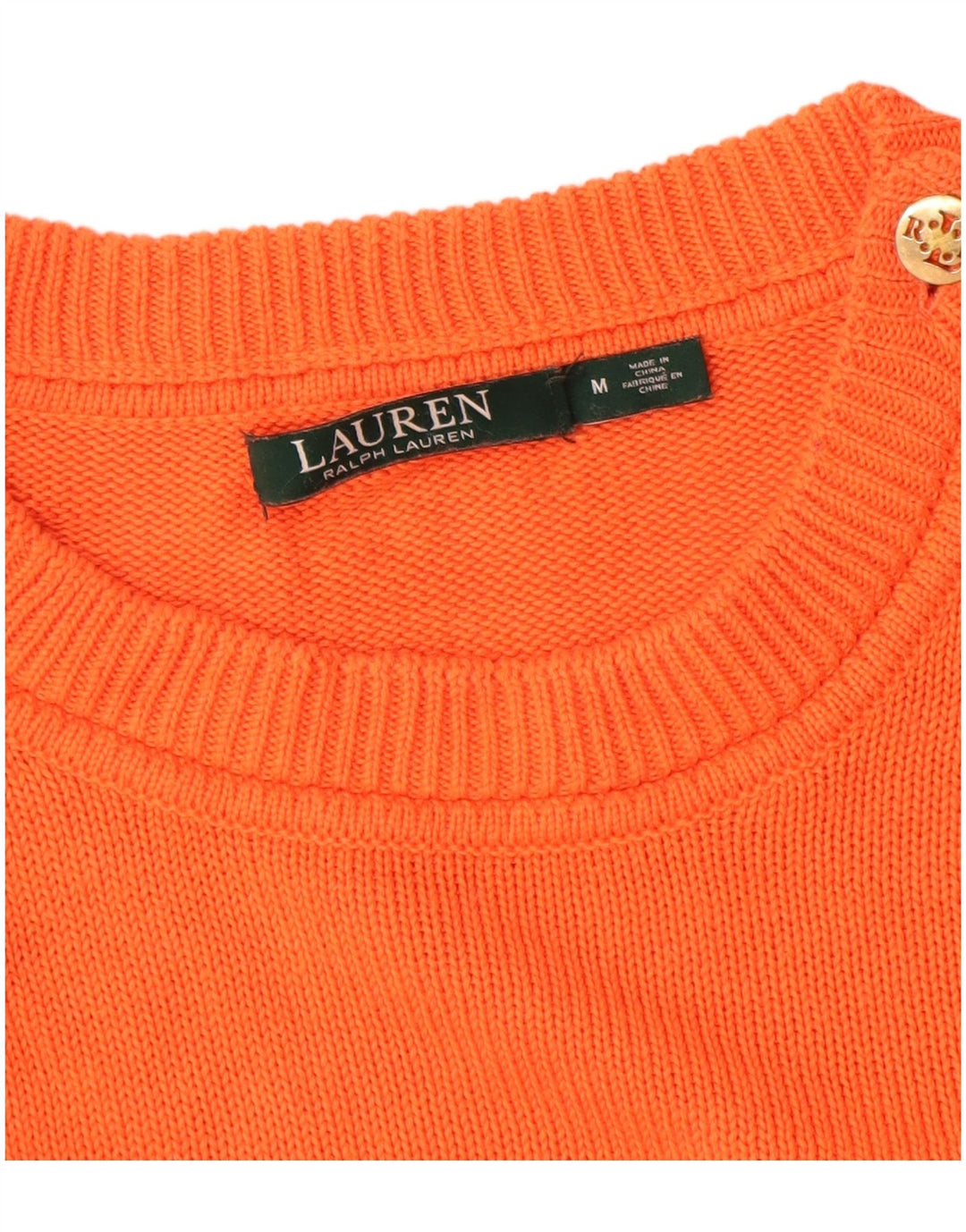 Ralph Lauren suéter de cuello redondo para mujer Reino Unido 14 algodón naranja medio