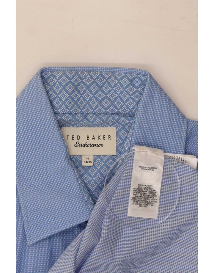 Ted Baker Camisa para hombre Talla 16 Algodón con manchas azules grandes