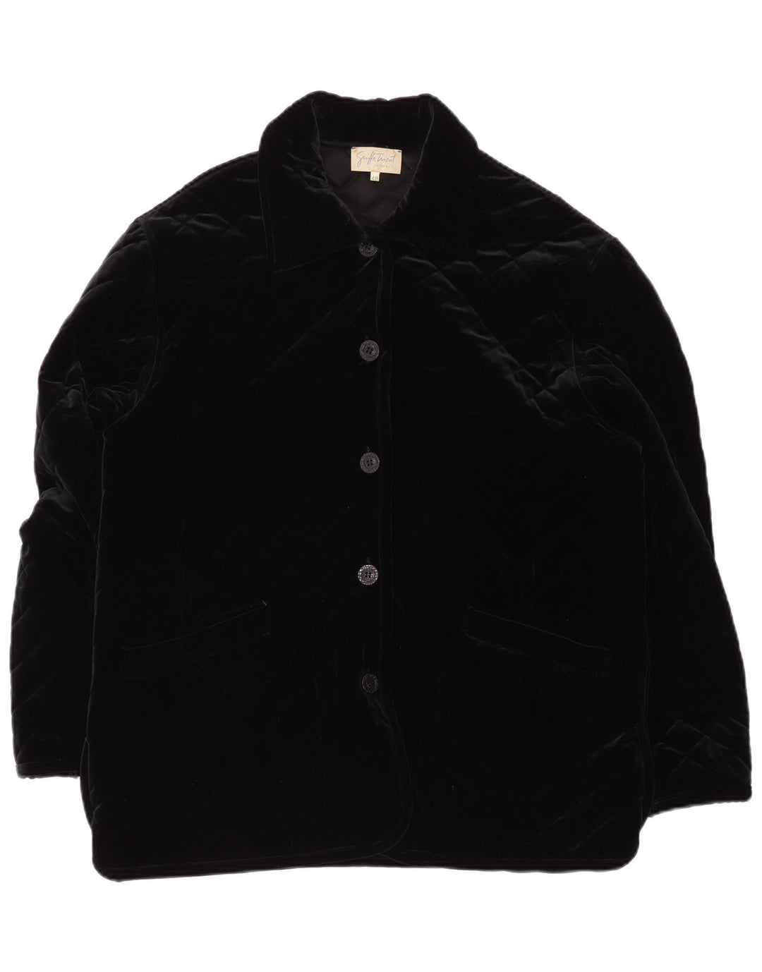 Chaqueta acolchada de terciopelo vintage para mujer IT 48 XL Poliamida negra